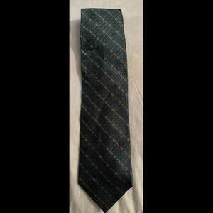 Daniel de Fasson Silk Tie Green Gold Striped Men Necktie Handmade